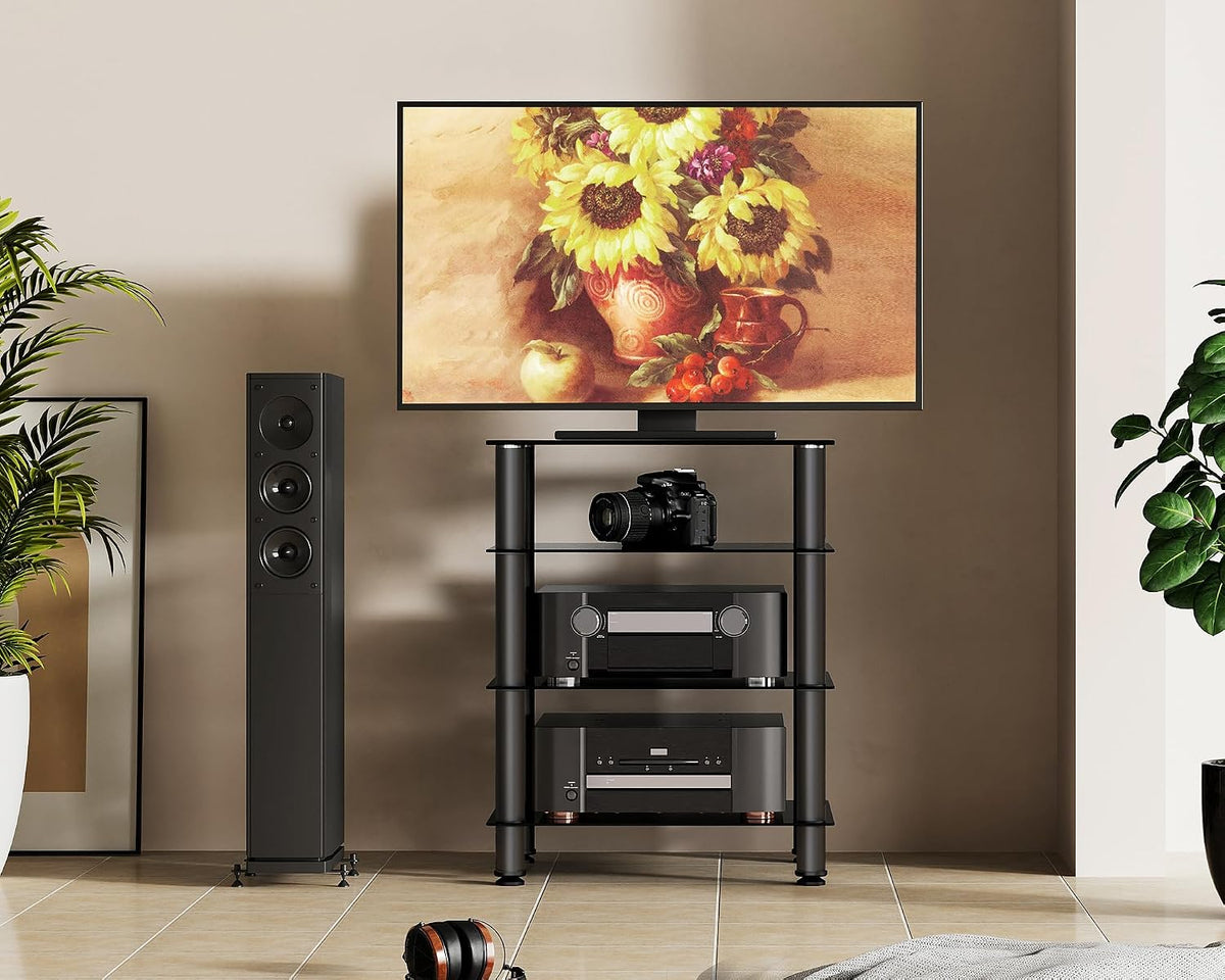 FITUEYES 4-Tier AV Component Media Stand Audio Rack for Storage, Black