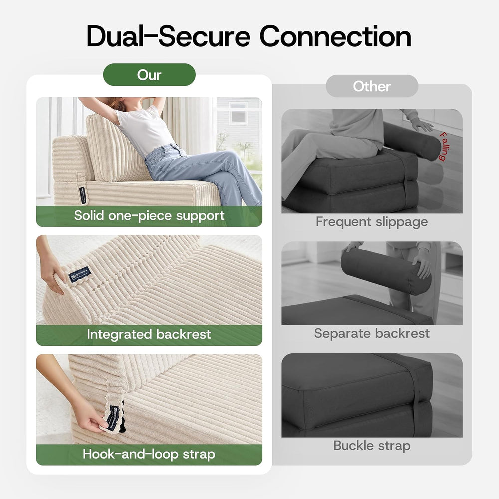 Folding Sofa Bed Convertible 4 in 1 Sleeper Chair Beige Single XL