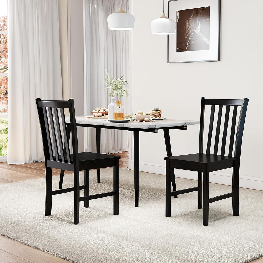 GIANTEX Black Dining Chairs Set of 4, Solid Rubber Wood Kitchen Chairs