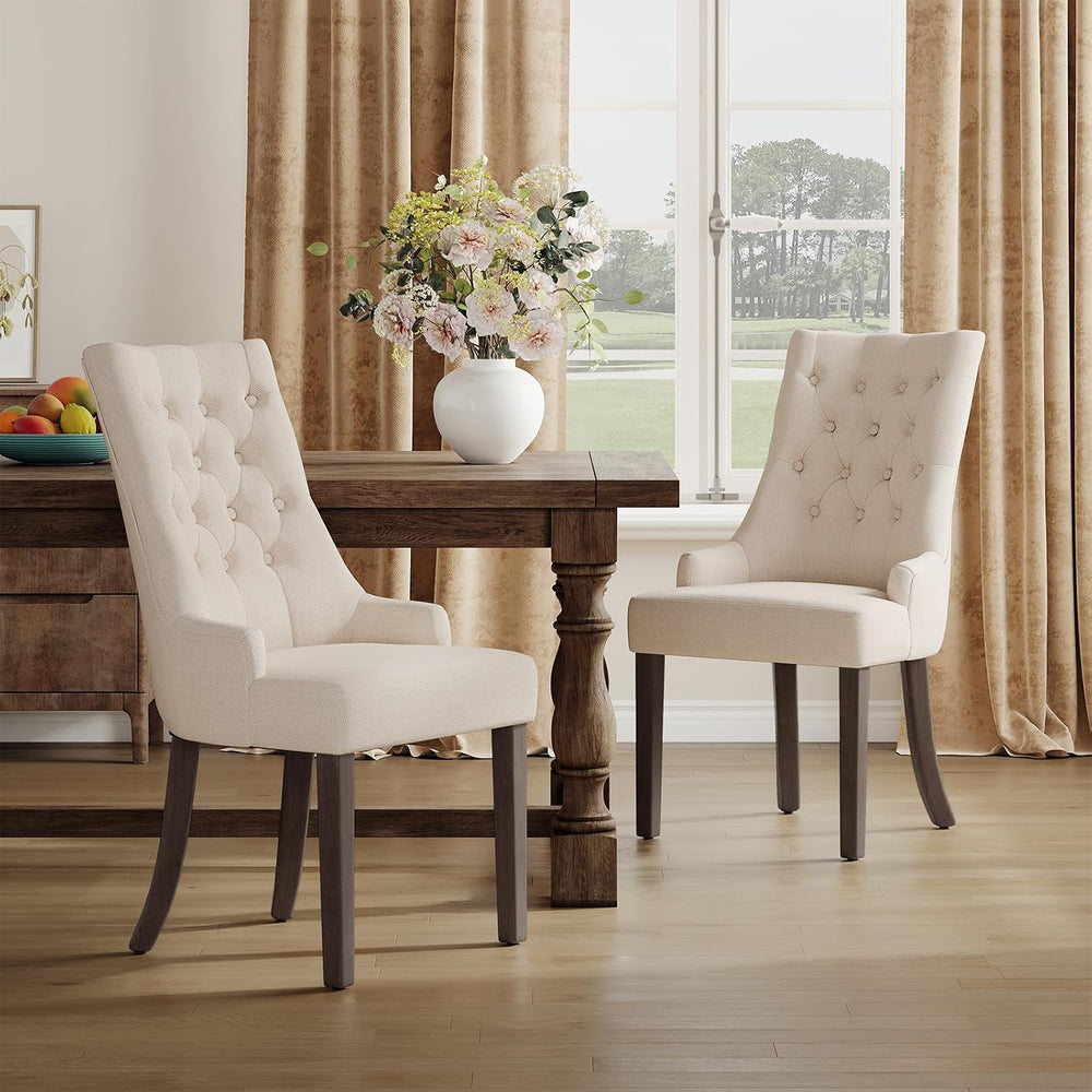 COLAMY Wingback Dining Chairs Set of 2, Beige