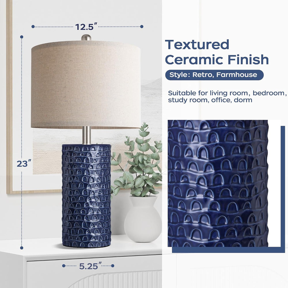PARTPHONER 23" Modern Ceramic Table Lamp Set of 2, Table Lamps for Livin...