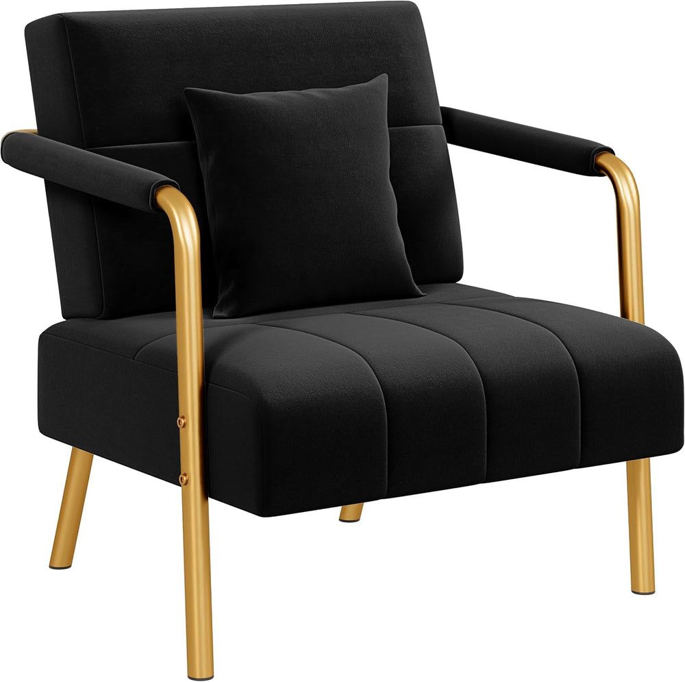 Yaheetech 30" Velvet Sofa Chair Accent Sofa with Gold Metal Leg, Black