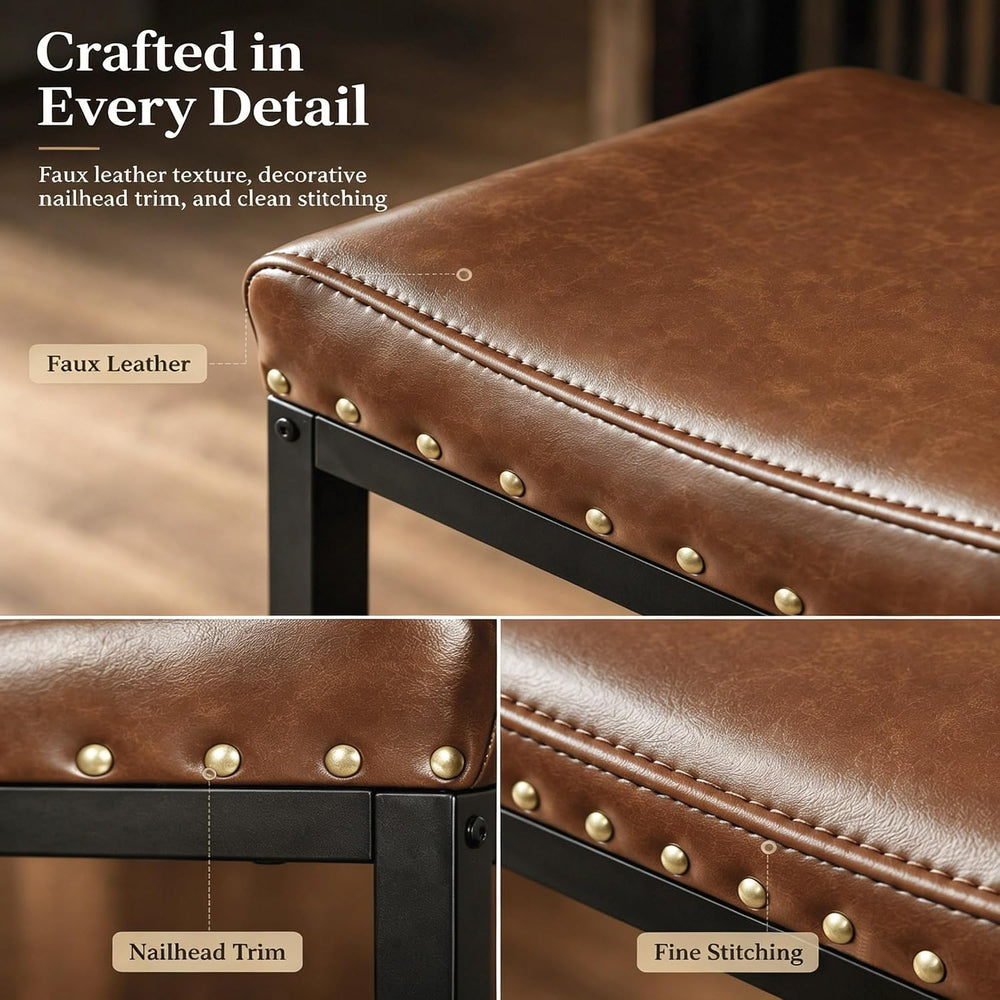 Forteek 25.5'' Bar Stools Set of 2, Counter Height Barstools with Nai...