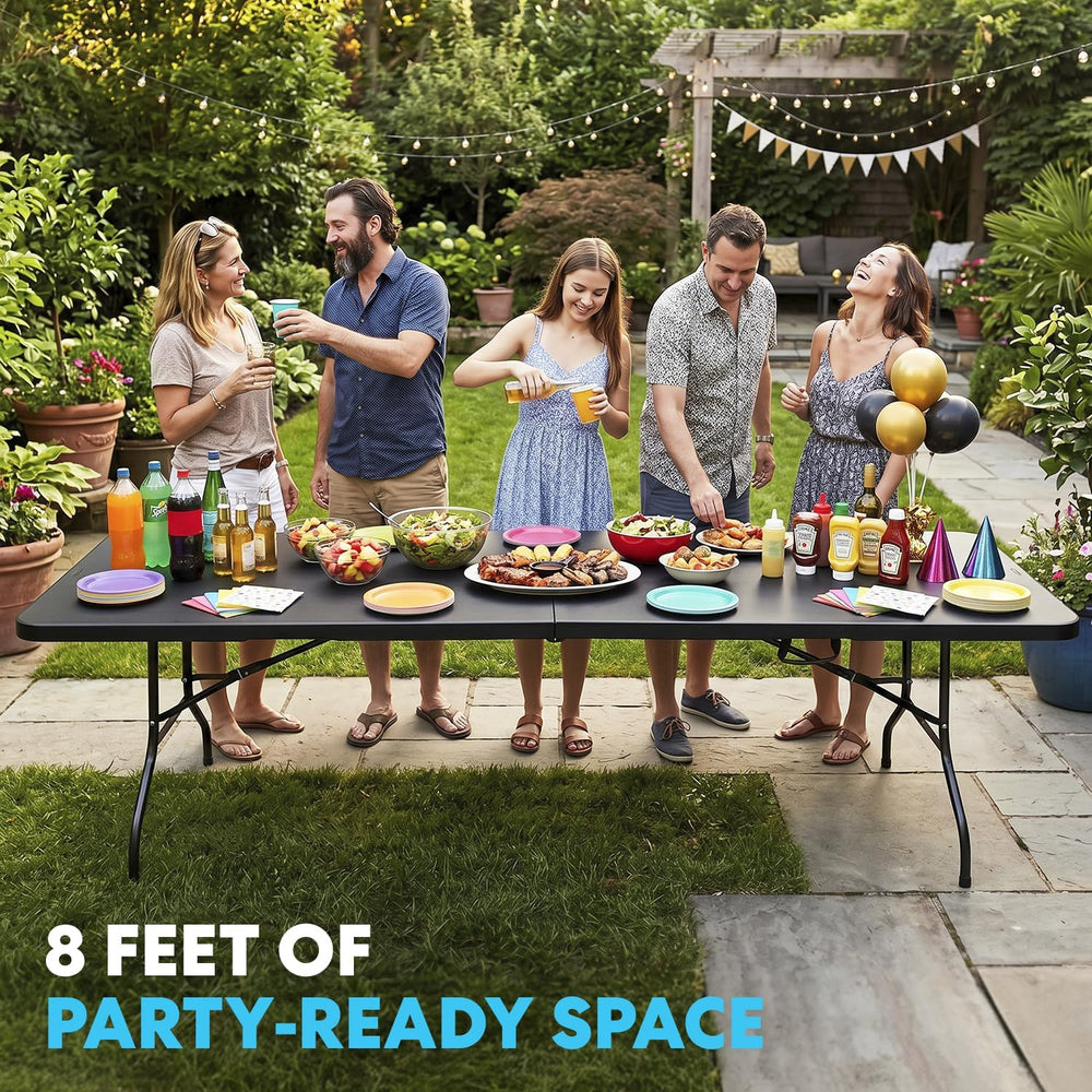 Simpli-Magic 8ft Portable Plastic Folding Table – Indoor & Outdoor Heavy-...