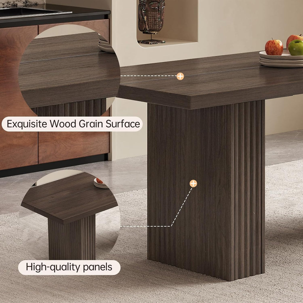 Rectangular Dining Table Set with 8 Chairs, Oak Farmhouse | Modern Kitchen Dining Set for Apartment or Living Room, Sturdy Construction with Easy Assembly