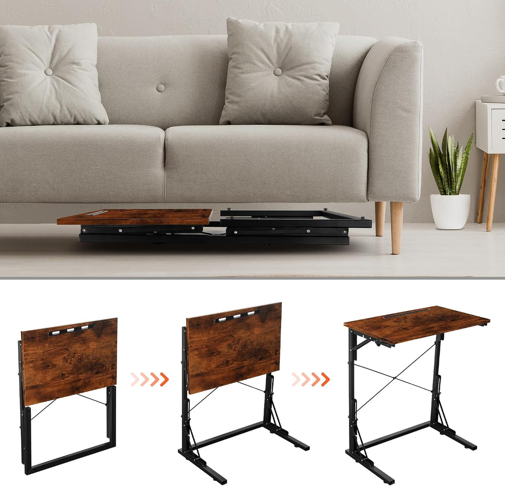 24 inch Foldable TV Tray Table, Foldable Portable C-Shaped Sofa end Table, Ov...