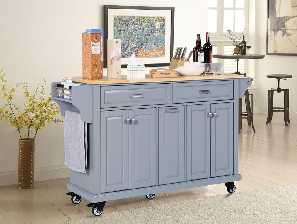 Cambridge Mobile Kitchen Island on Wheels with Storage and Wood top, Rolling ...