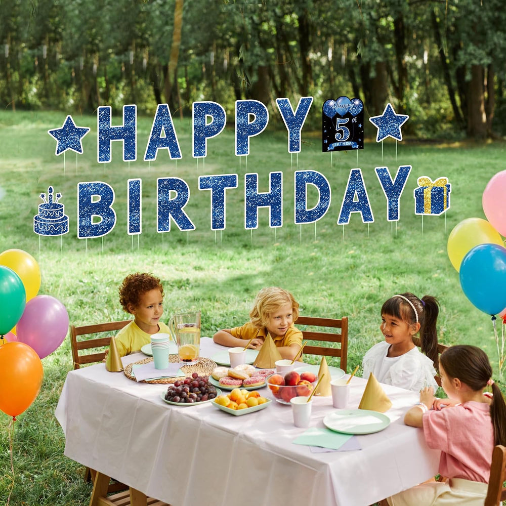 18 Pcs Happy Birthday Yard Sign with Stakes, Happy Birthday Yard Sign with 49...