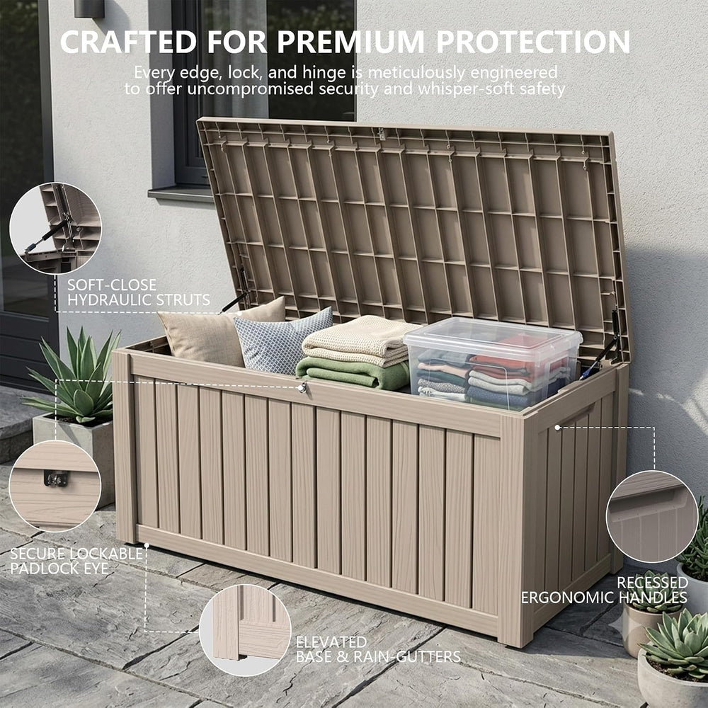 Outdoor Storage Box, 150 Gallon Waterproof Deck Box [Upgraded 3.1], Large Res...