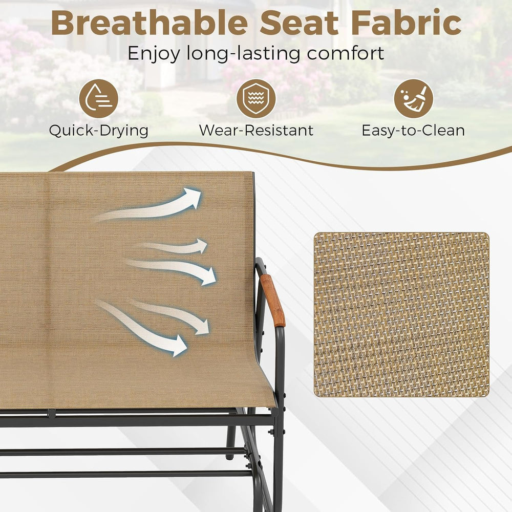 Tangkula 3-Person Outdoor Glider Bench, Patio Gliding Loveseat with Breathabl...