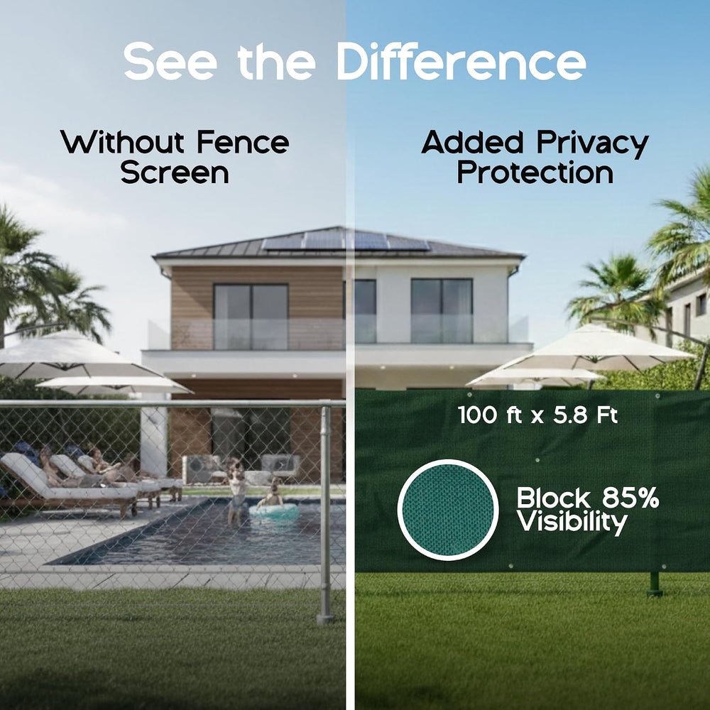 FenceScreen 6ft x 100ft Green Fence Privacy Screen Raw - 85% Blockage