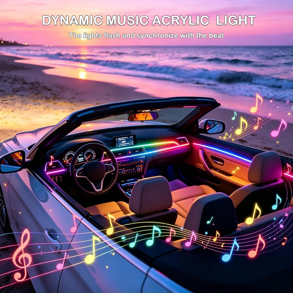 Acrylic Interior Car LED Strip Lights, USB Car Ambient Lighting