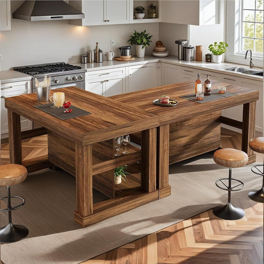 Tribesigns Kitchen Island with Storage, 55-Inch Farmhouse Stationary Island T...