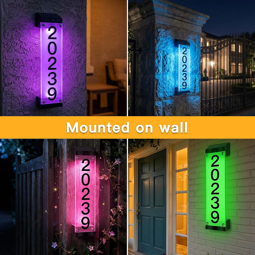 Solar House Numbers for Outside, Address Signs for Yard with Stake