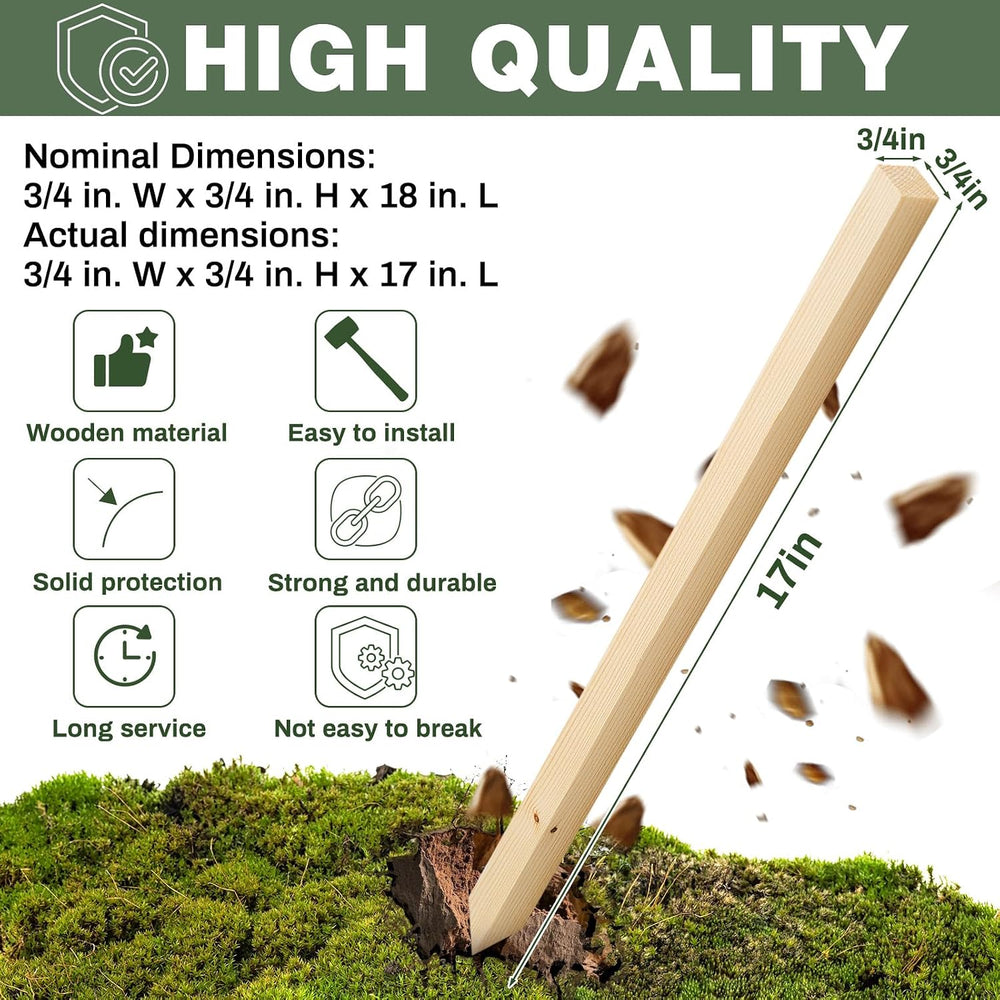 Colingmill 48 Pieces Wooden Garden Stakes 18 x 0.75 Inch Grade and Survey Sta...