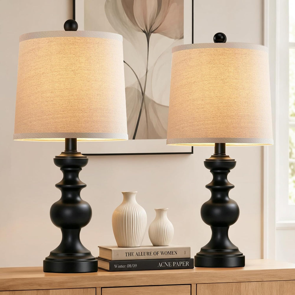 PARTPHONER Farmhouse Table Lamp Set of 2, Rustic Table Lamps for Living Room ...