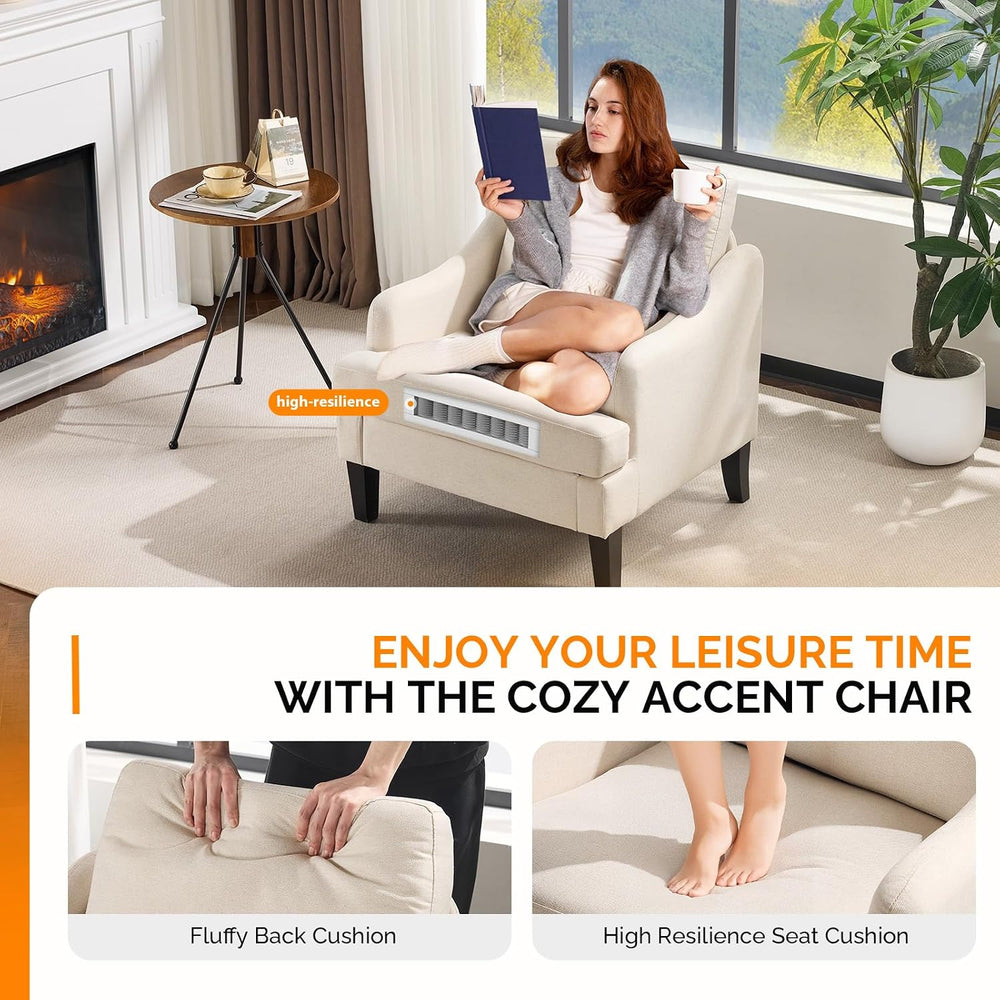 VINGLI Accent Chairs Set of 2, Modern Small Compact Upholstered Armchair