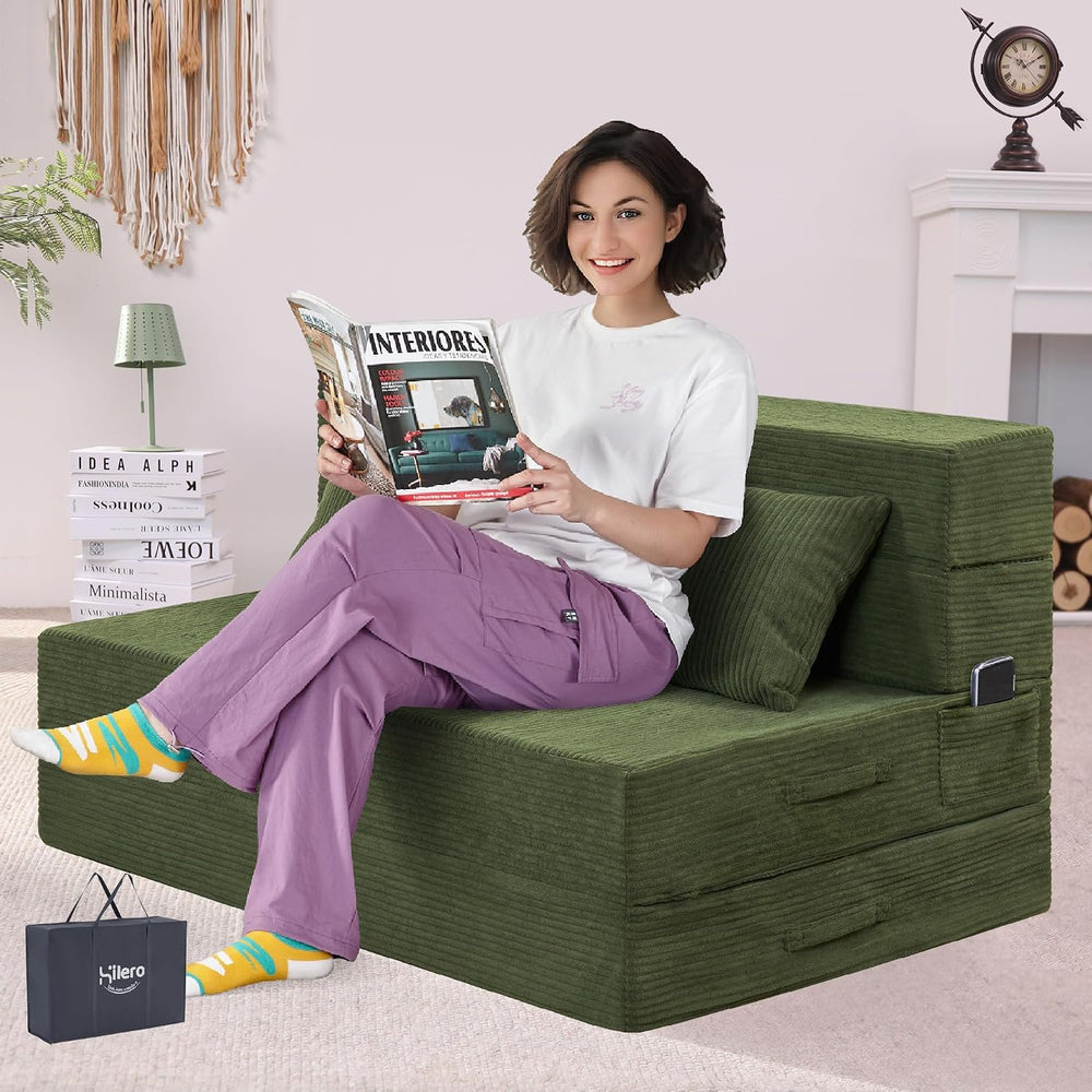 Folding Sofa Bed, Convertible Sleeper Chair Bed, Floor Sofa with Bag