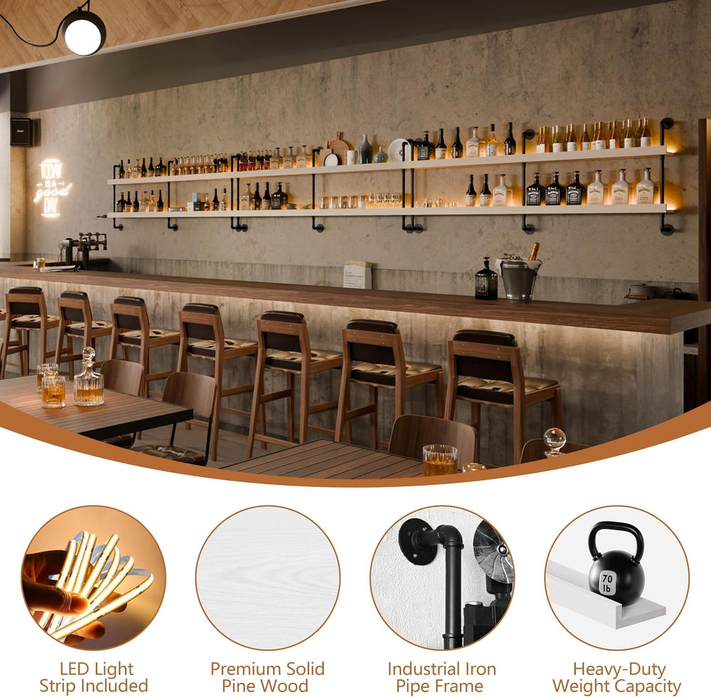 Bar Shelves, Wall Mounted Wine Rack, White, 60 Inch