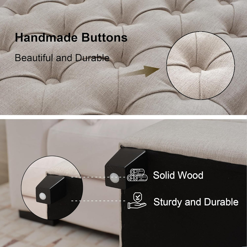 50" Storage Ottoman for Bedroom, End of Bed Bench,Beige
