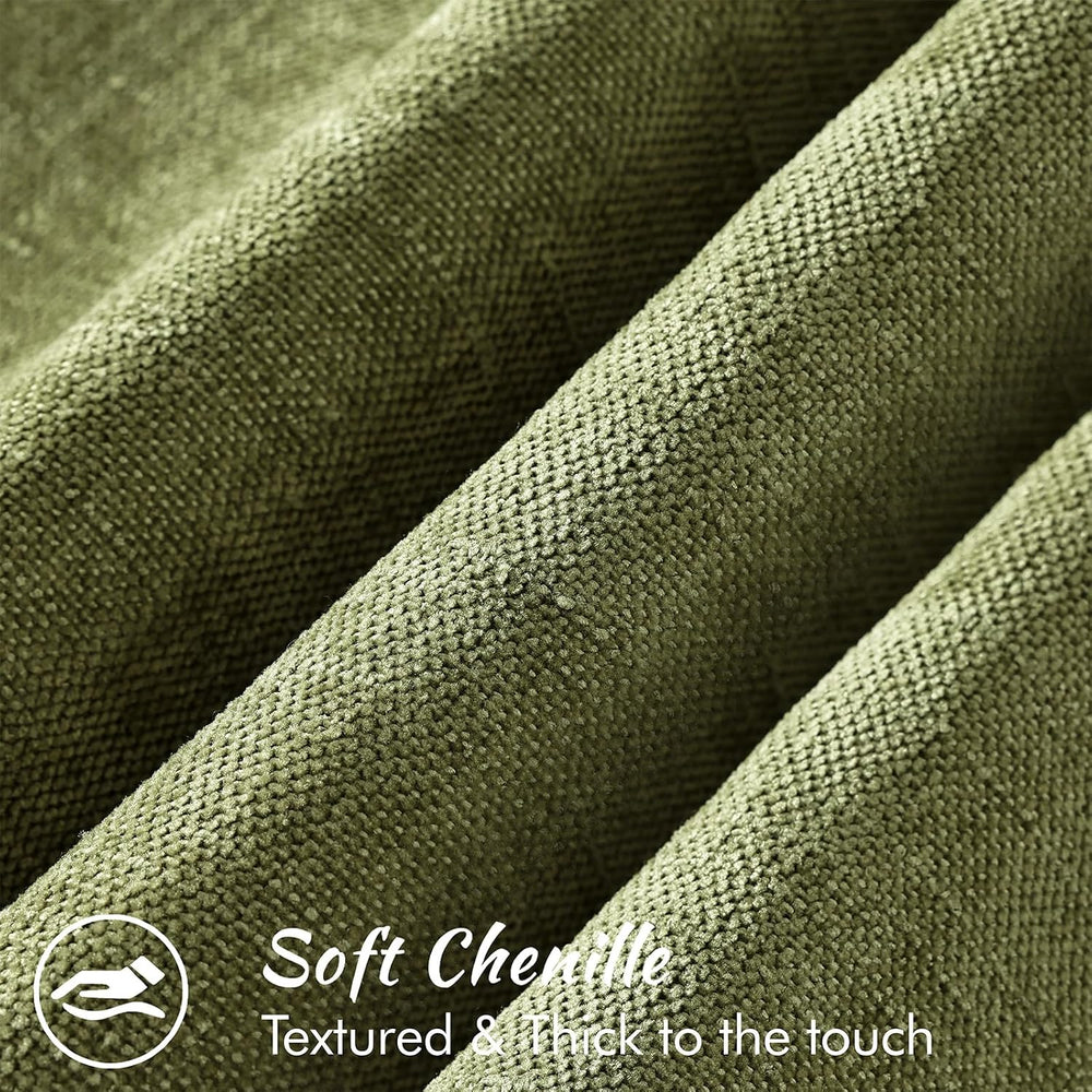 decorUhome Chenille Decorative Throw Pillow Covers 24x24 Set of 2, Olive
