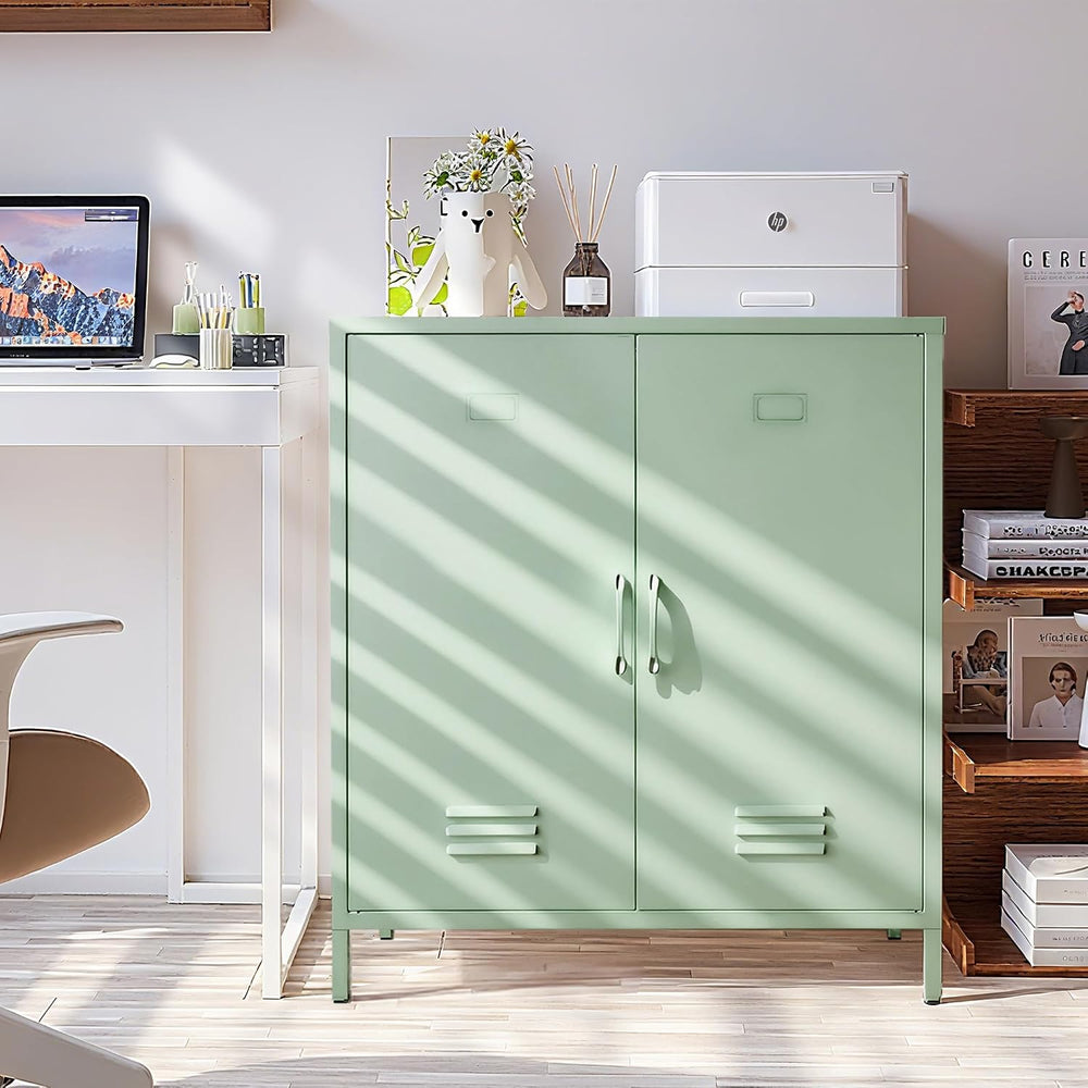 Metal Storage Cabinet Locker Cabinets with Doors and Adjustable Shelf for Kit...