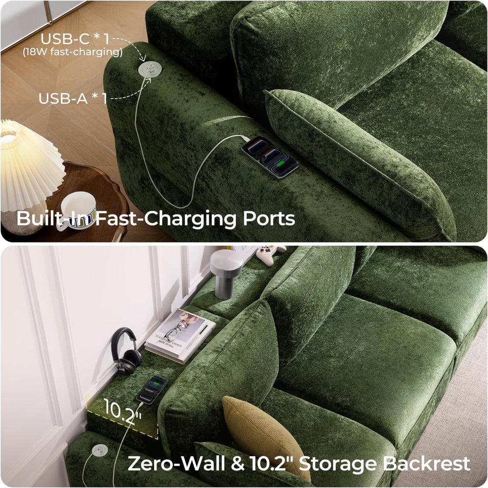 103" Electric Pull Out Sleeper Sofa Bed, 2in1 Power Extendable Couch Bed