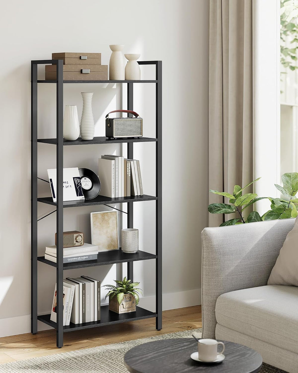 VASAGLE 5-Tier Bookshelf, Bookcase with Shelves, Storage Shelf, Living Room