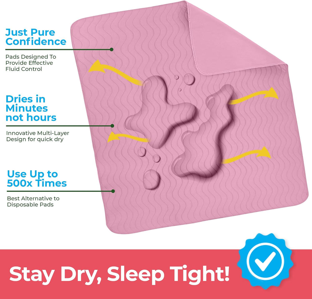 4 Pack Waterproof Reusable Heavy Absorbency Incontinence Bed Pads 34"x36...