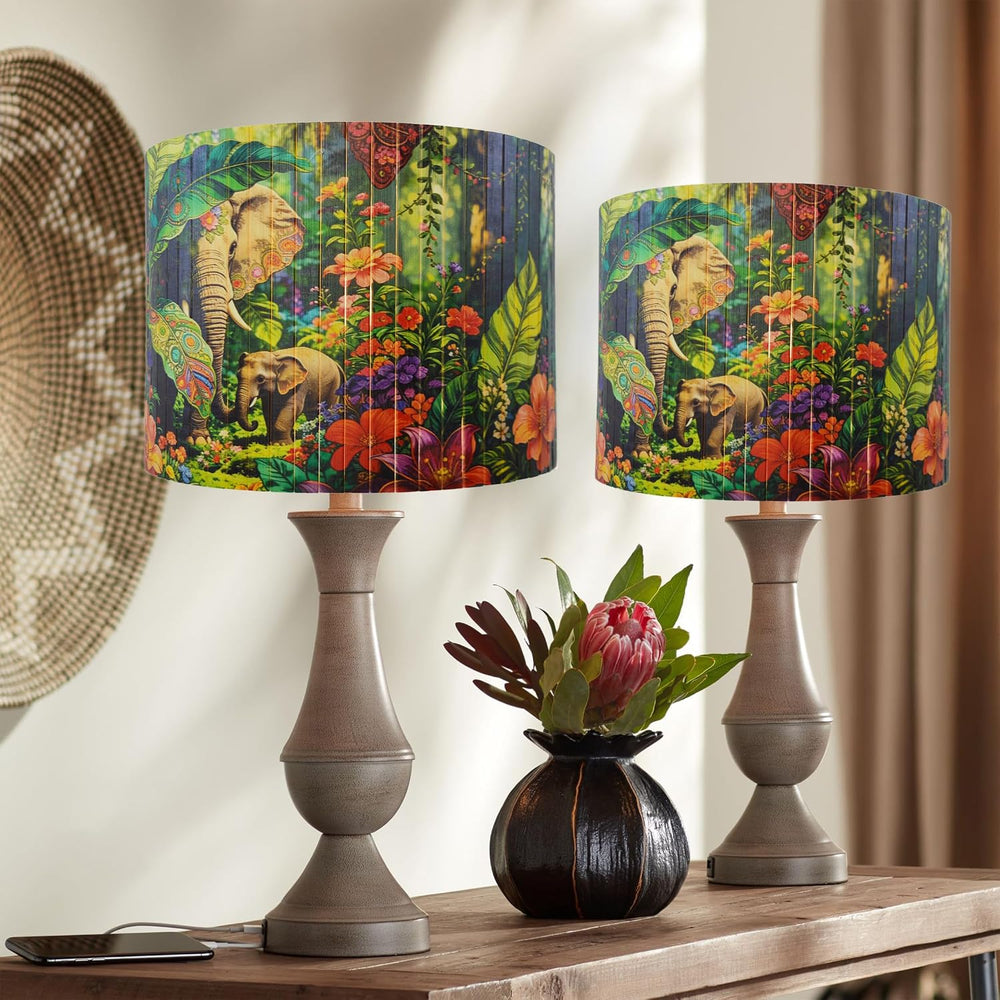 Natural Bamboo Drum Lamp Shade,Tropical Plants Covers,13×13×10 Inch Wide Rim ...