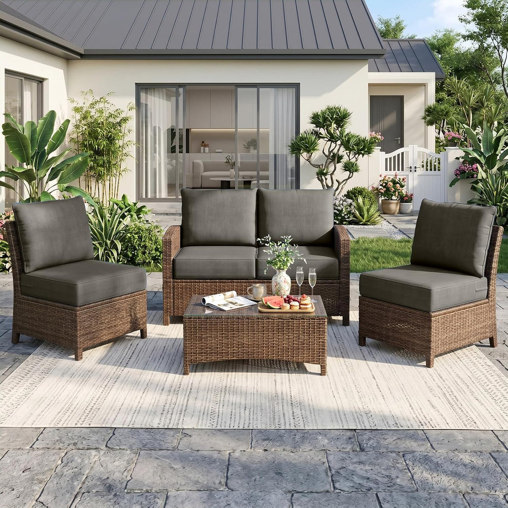 Luxury Outdoor Seat Cushion Set-22 x 24 x 6 Inch Outdoor Chair Cushions with ...