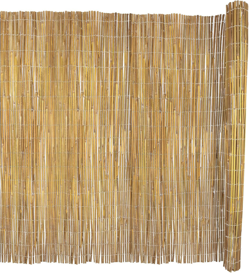 Jollybower 4ft x 8ft x 0.4" D Natural Bamboo Fence, Outdoor Rolled Bambo...