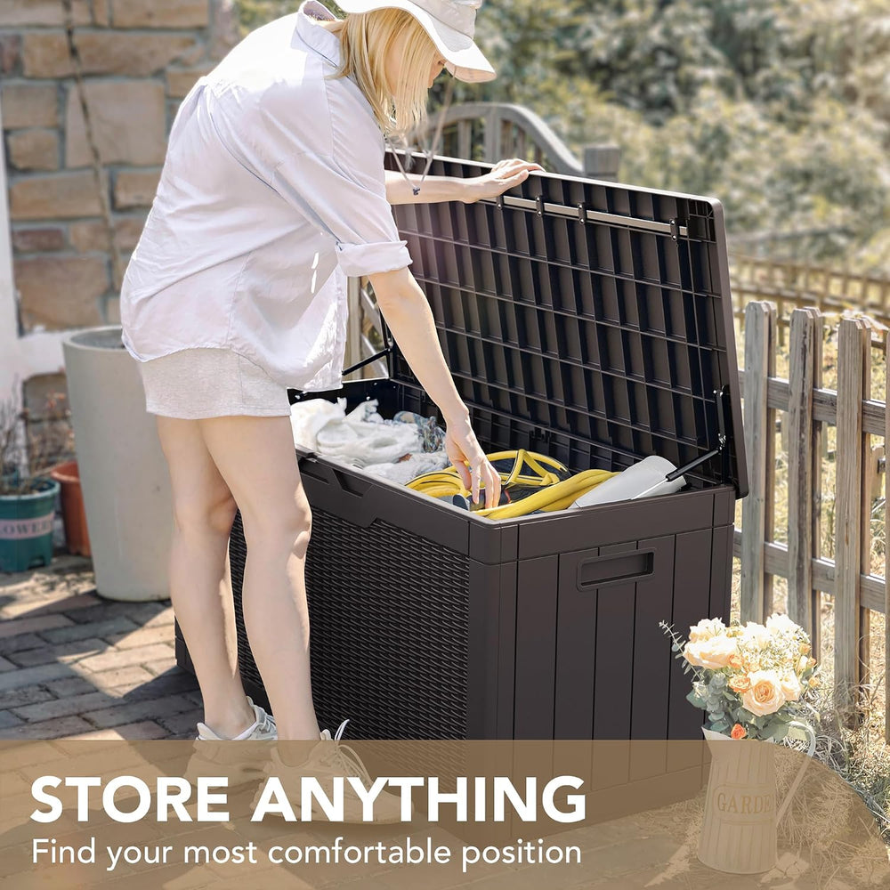 Devoko 100 Gallon Waterproof Deck Box, Resin Large Outdoor Storage Box