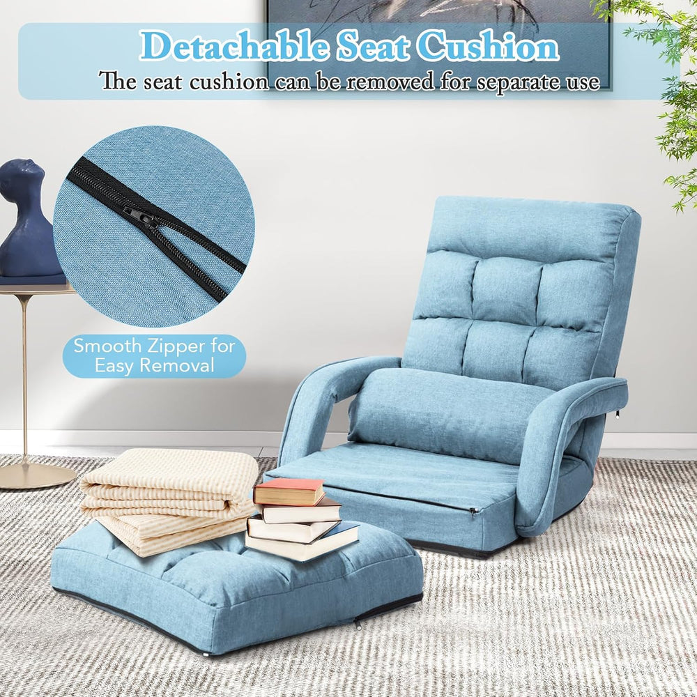 KOMFOTT Foldable Floor Lazy Sofa Chair, Indoor Chaise Lounge Chair with 6 Pos...