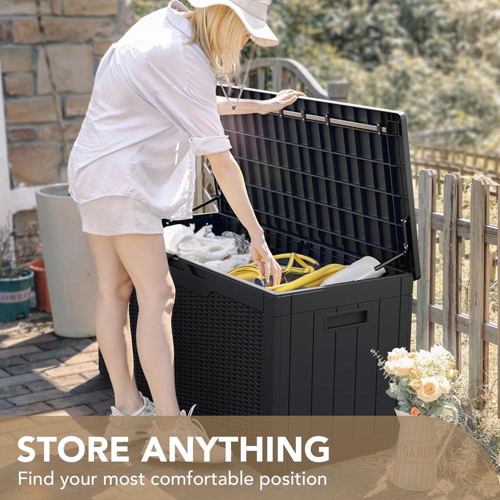 Devoko 100 Gallon Waterproof Deck Box, Resin Large Outdoor Storage Box