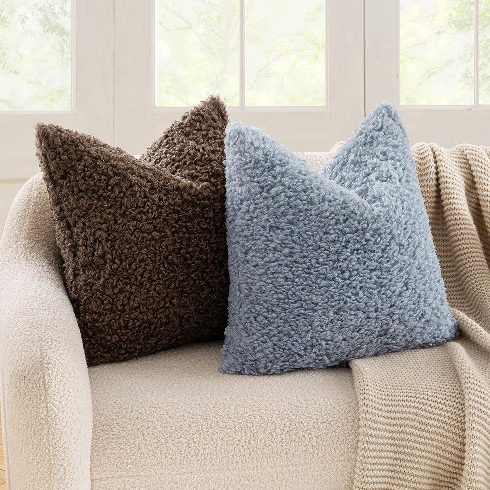 MIULEE Decorative Faux Fur Pillow Covers Euro Sherpa 24x24 Chocolate
