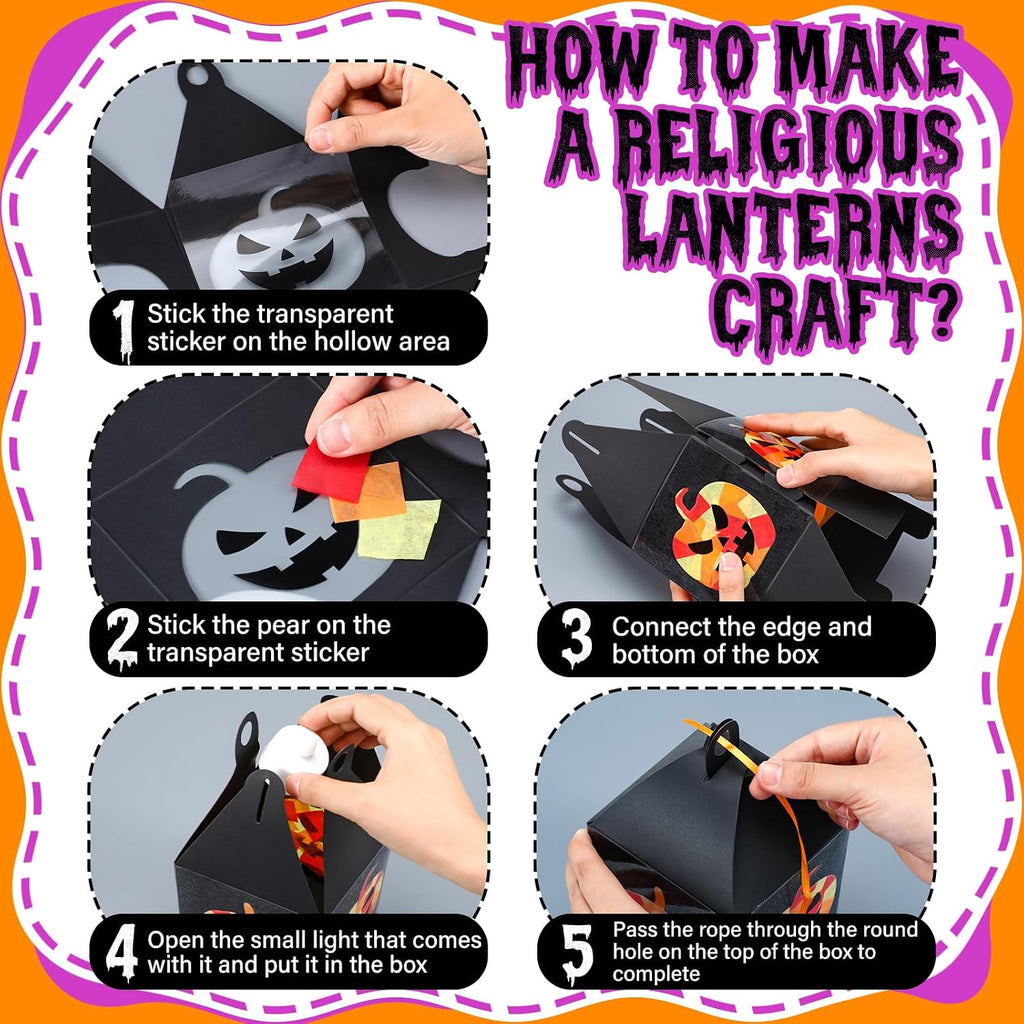 Simgoing 12 Sets Halloween Jack-O-Lantern Crafts Tissue Paper Crafts Kits