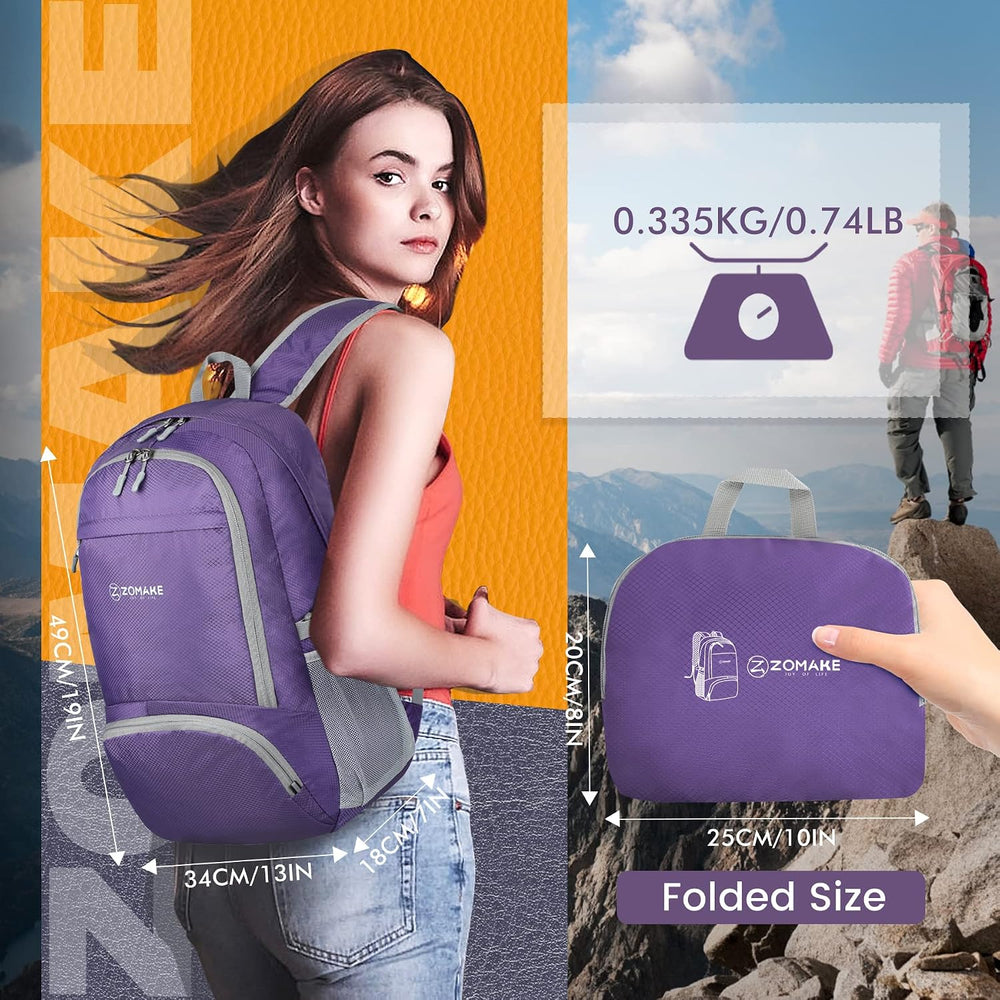 ZOMAKE Lightweight Packable Backpack 30L, Foldable Travel Hiking Daypack