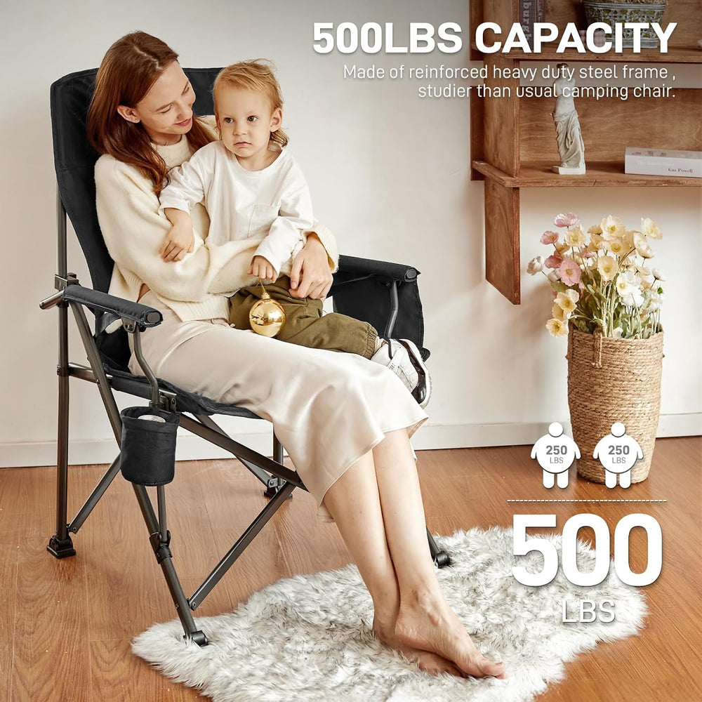 EVER ADVANCED Oversized Folding Camping Chair for Adults with Adjustable Lumb...