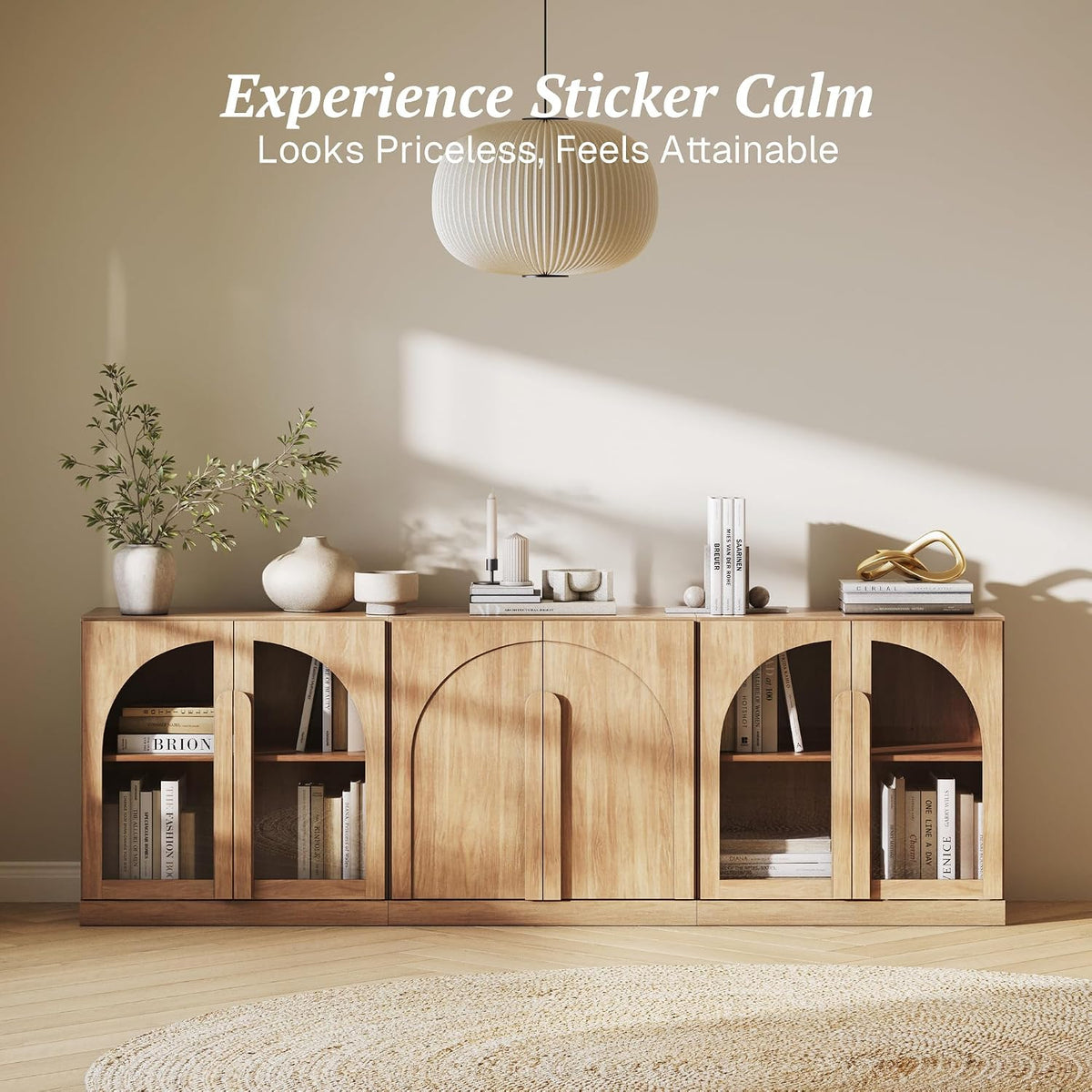 BELLEZE Bijou 3-Piece Modular Sideboard Buffet Cabinet - Camel