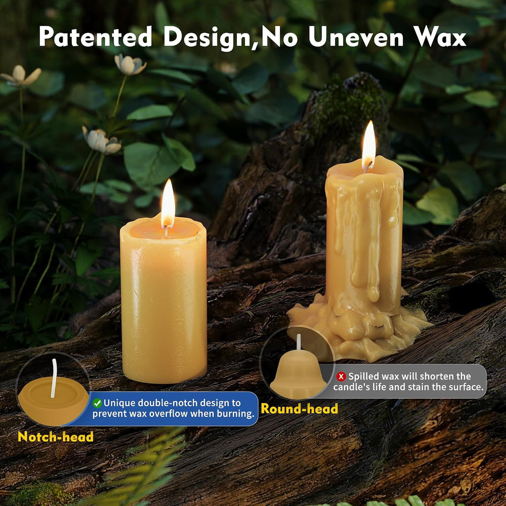 10Pack Natural Beeswax Candles, 15H+ Emergency Lantern Candles, 3.1 x 1.3