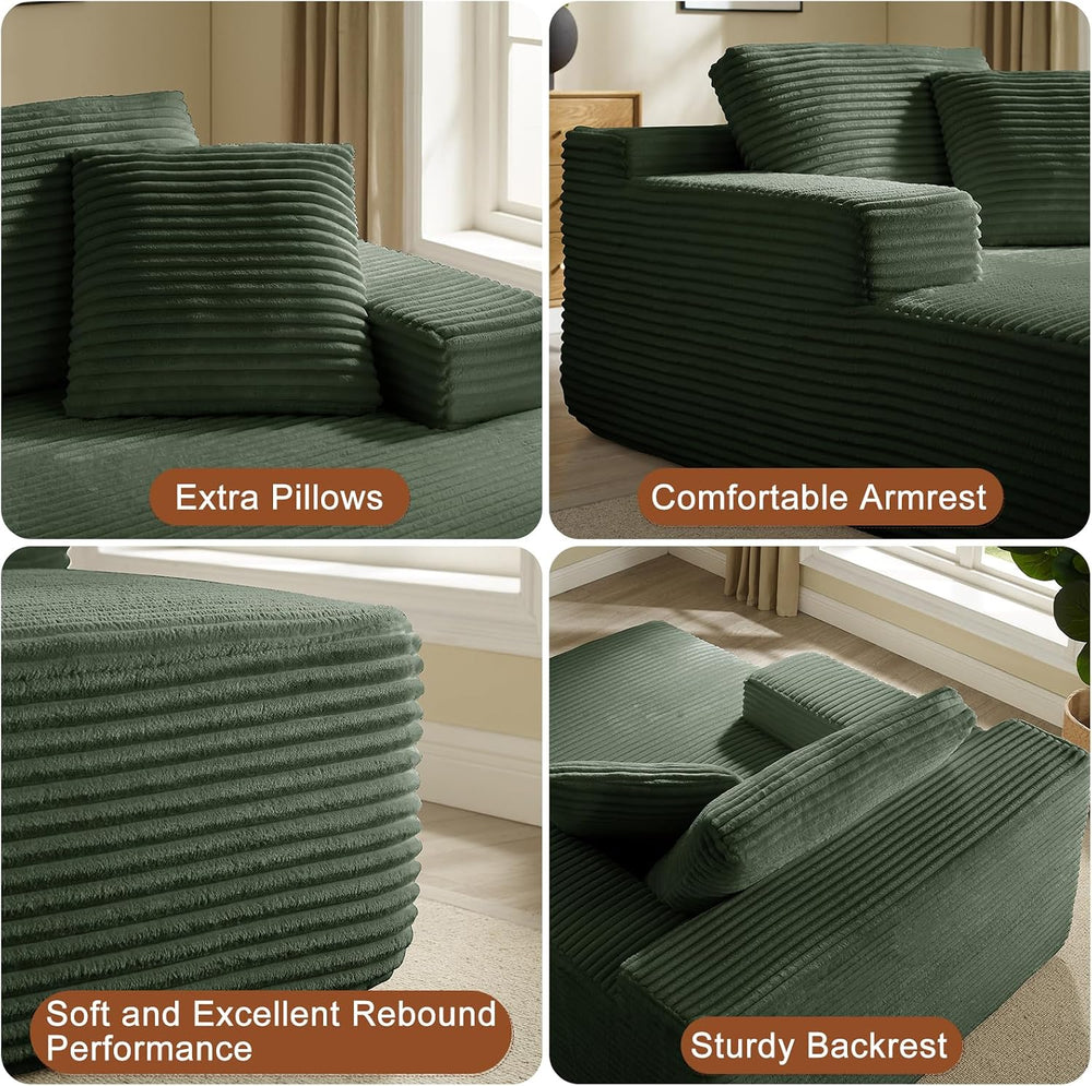 65 Inch Oversized Indoor Chaise Lounge, Green