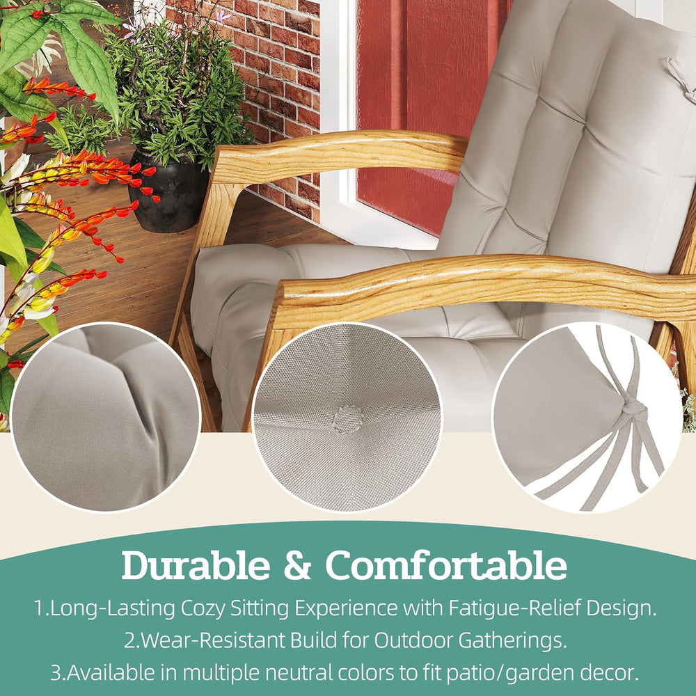 Outdoor Chair Cushions 42x21x4 Inch Set of 2, Beige