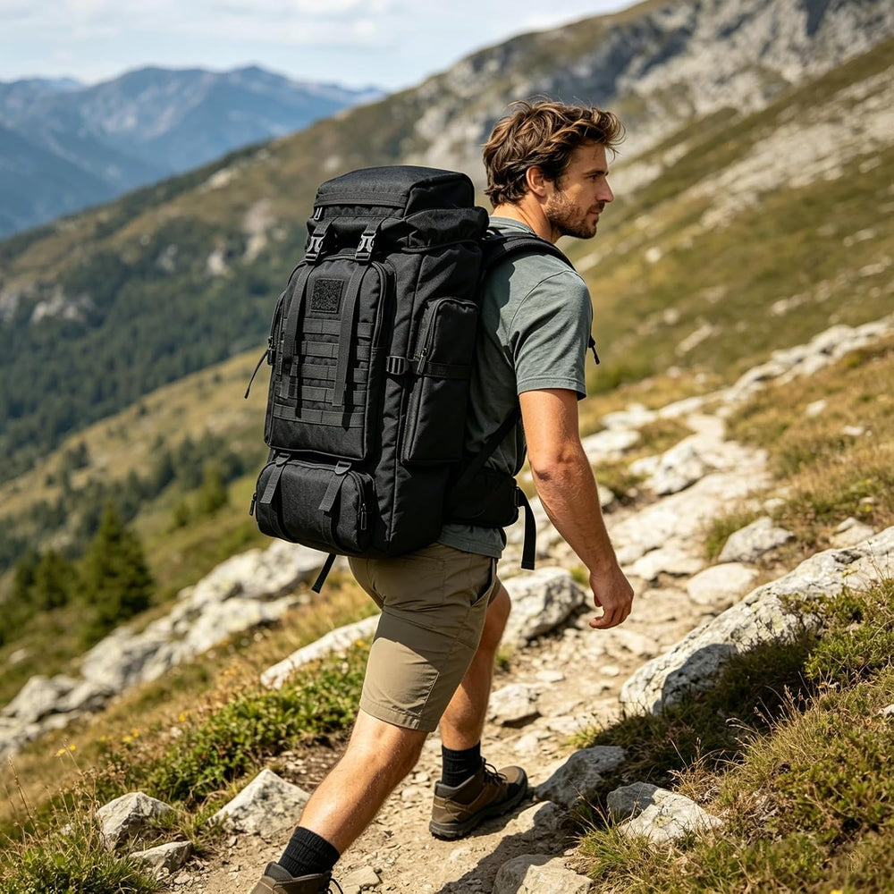 80L Hiking Backpack Camping Rucksack, 80 liters Large Capacity Outdoor Knapsa...