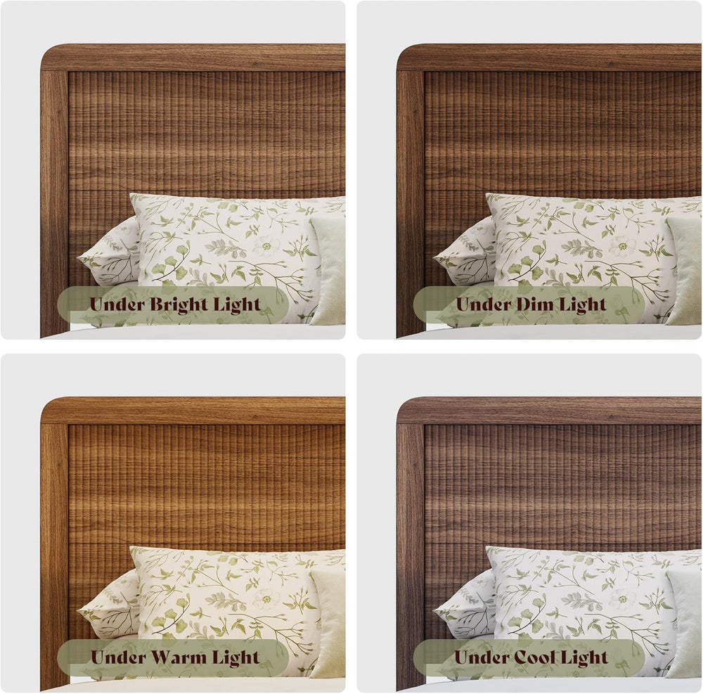 AMERLIFE 3-Piece Modern Fluted King Bedroom Furniture Set, Walnut