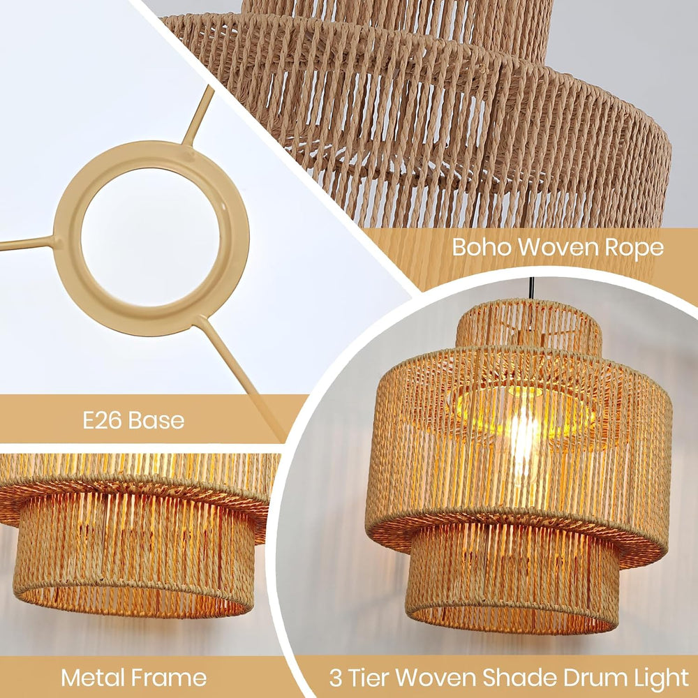 Boho Rattan Lamp Shades for Pendant Light Chandelier Floor Lamps Replacement,...