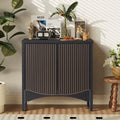 FurSch Fluted Sideboard Cabinet with Storage,Buffet Cabinet with Adjustable Shelves,Accent Storage Cabinets with Carved Arc Door Kitchen Dining Living Room (Arch Black, 2 Doors)