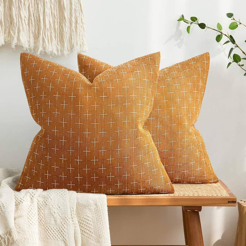 MIULEE Pack of 2 Decorative Burlap Linen Spring Throw Pillow Covers Farmhouse...