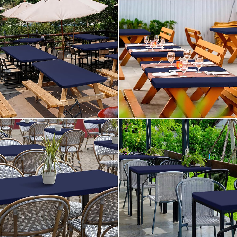 homing 4 Packs 6 Foot Rectangle Navy Blue Elastic Fitted Table Cloth