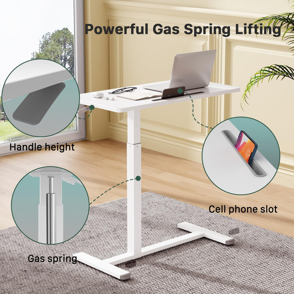 Gibbon Mounts 32” Rolling Mobile Standing Desk, Bedside Table with Wheels